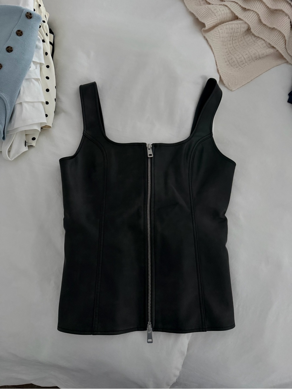 Zara Black Zip-Front Sleeveless Tank